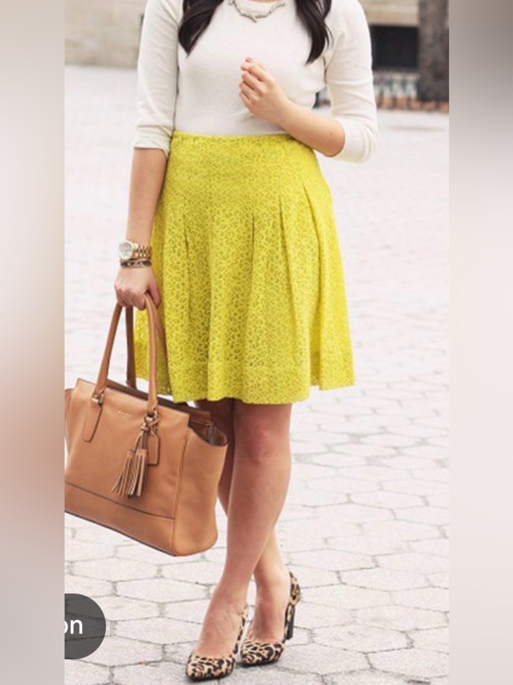Anthro HD in Paris Lace A-Line Skirt in Yellow